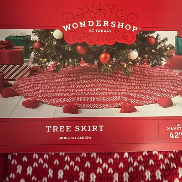NWT  48in Fair Isle Christmas Tree Skirt with Tassels Red/White - Wondershop - Picture 4 of 7